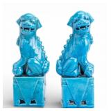 Pair of Turquoise-Glazed Porcelain Foo Dogs