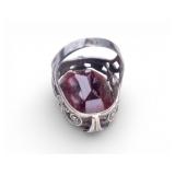 Antique Sterling Filigree Garnet Ring