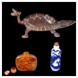 Bronzed Asian Turtle, 2 Snuff Bottles