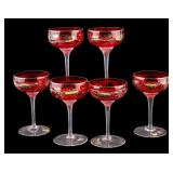 Set of 6 Bohemian Red Flashed Goblets