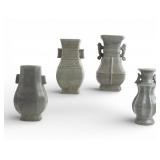 Chinese Green-Glazed Porcelain Vases