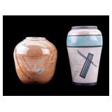 Hand-Painted Earthenware Art Pottery Vases