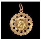 18K Gold Virgin Mary Pendant