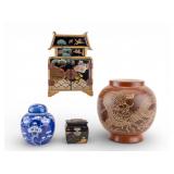 Asian Porcelain & Wood Decoratives, Perfume Caddy
