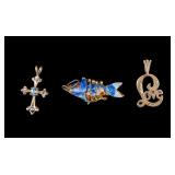 10K Crucifix & Two 14K Gold Pendants