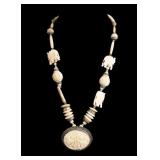 Carved Natural Material Elephant Necklace