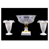 Fenton Silver Crest Vases, Glass Compote