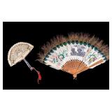 Javanese Pakhi & Chinese Hand Painted Feather Fans