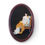 Antique Reverse Painted Glass