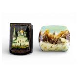 Russian Palekh Lacquered Trinket Boxes (2)