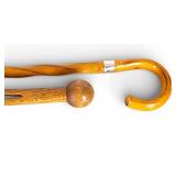 2 Carved Decorative Wooden Walking Canes