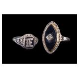 10K Gold Rings w/ Onyx & Diamond