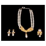 Marvella Faux Pearl and Gold Tone Jewelry Set