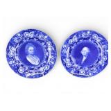 Wright Tylndale & Van Roden Blue Portrait Plates