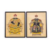 Vintage Silk Chinese Ancestor Paintings on Silk