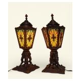 Miller Lamp Co Pair, Frosted Glass, 1926