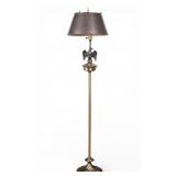 Brass Floor Lamp w/ Eagle & Tole Shade