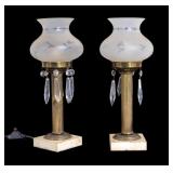 Vintage Brass and Frosted Glass Astral Lamps (2)