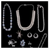 Silver Tone and Blue Accent Jewelry