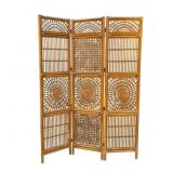 Vintage Rattan & Bamboo Starburst Privacy Screen
