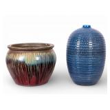 Earthenware Majolica Planter, Crate & Barrel Vase