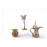 Etched Brass Cache & Candlestick, and More