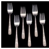 6 S. Kirk & Son Repousse Silver Salad Forks