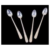 4 S. Kirk & Son Repousse Silver Ice Tea Spns