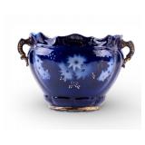 Antique Cobalt Porcelain Handled Jardiniere