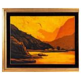 Framed Landscape Painting on Fabric