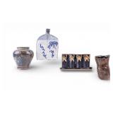 Earthenware Studio Pottery Vases and Flask