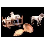 Antique Papier Mache and Wood Pull Toys