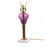 Antique Pedestal Lamp w/ Purple Glass Body