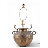 Embossed Brass Lamp Conversion with Handles