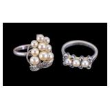 Vintage Sterling Pearl Rings