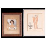 Art Deco Pochoir Print, Watercolor