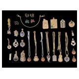 Rhinestone and Enamel Pendants and Hair Clips