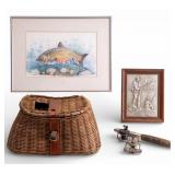 Creel, Reel, Fishing Rod, Plaques