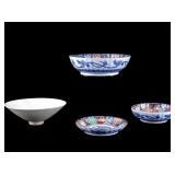 3 Japanese Imari Dishes and Chinese Bowl
