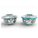 Japanese Kutani Style Lidded Rice Bowls