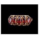10K Gold Garnet Cluster Ring