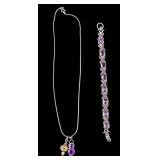 Sterling Amethyst Bracelet, Sterling Necklace