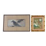 2 Framed Asian Bird Works