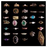 Gold and Silver Tone Rhinestone Costume Rings