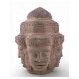 Carved Stone Head of Brahma, Khmer Style