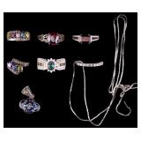 Sterling Silver Rings, Pendant + (8pcs)