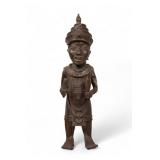 Benin Bronze Statuette w/ Instrument