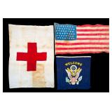 Early 20th C American and Red Cross Flags