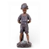Figural Bronze Boy with Frog