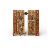 18th C Carved Painted Religious Door Panels